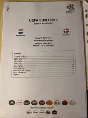 пресс-кит (press kit) Нидерланды - Дания 2012 ЕВРО