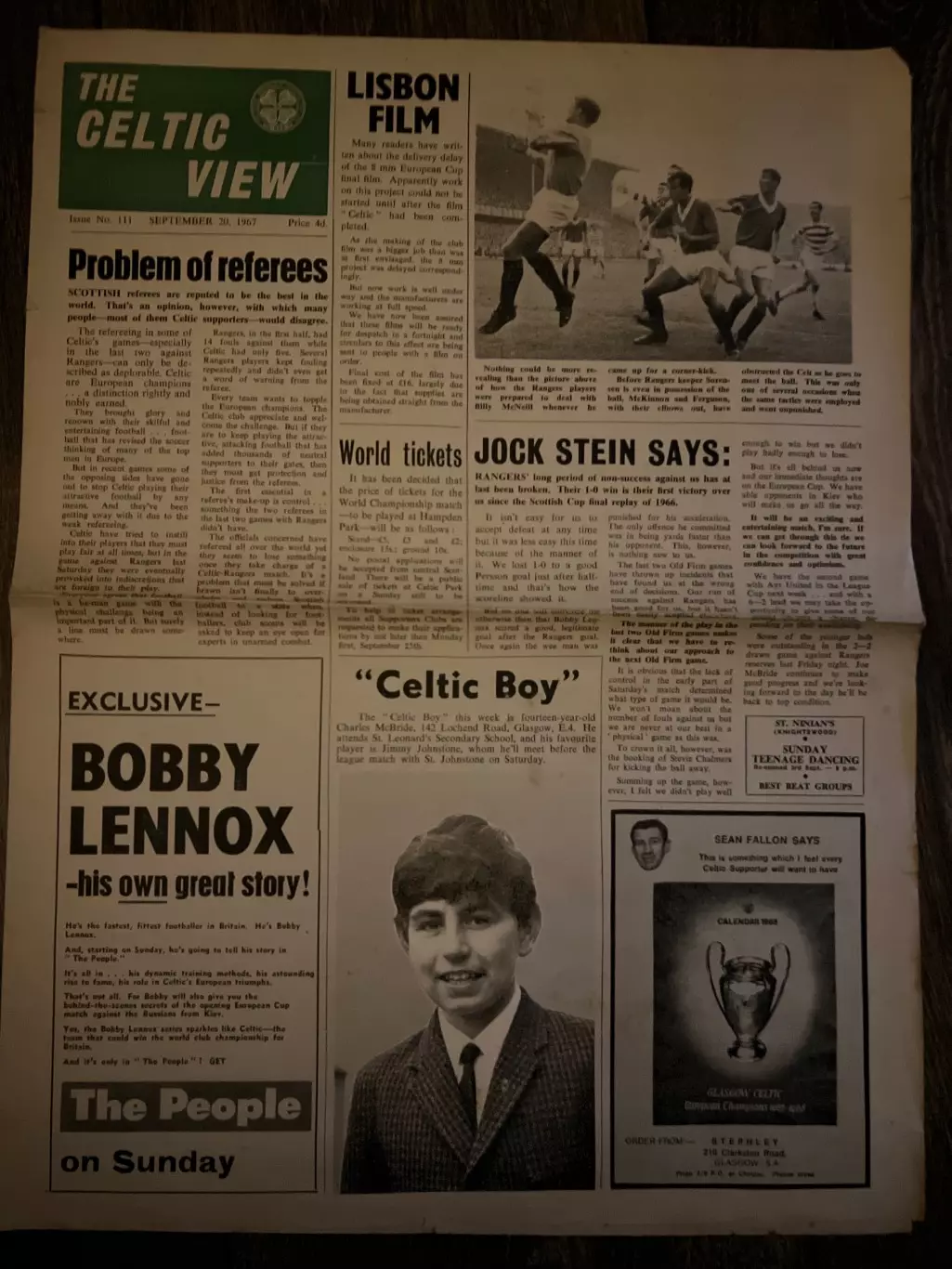газета Celtic View 20.09.1967 день матча Селтик - Динамо Киев