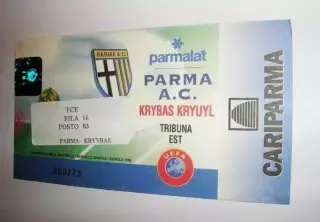 Билет Парма Италия - Кривбасс Кривой Рог Украина 1999