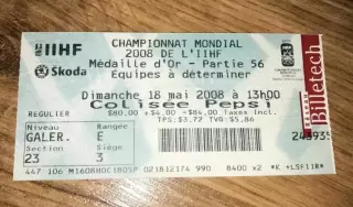 Хоккей. Билет Канада (сборная) - Россия (сборная) 2008 Чемпионат Мира финал