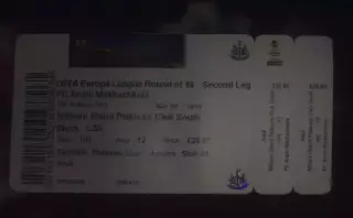 Билет Ньюкасл Англия - Анжи Махачкала Россия 2012-2013