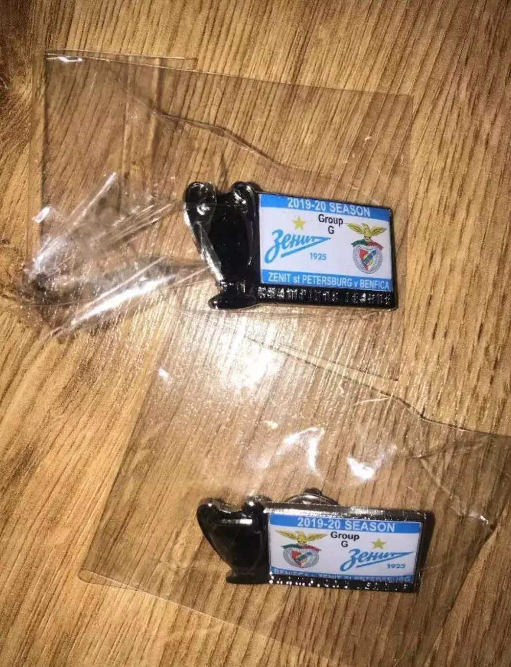 Знак (2шт) Зенит Санкт-Петербург - Бенфика 2019-2020 Лига Чемпионов