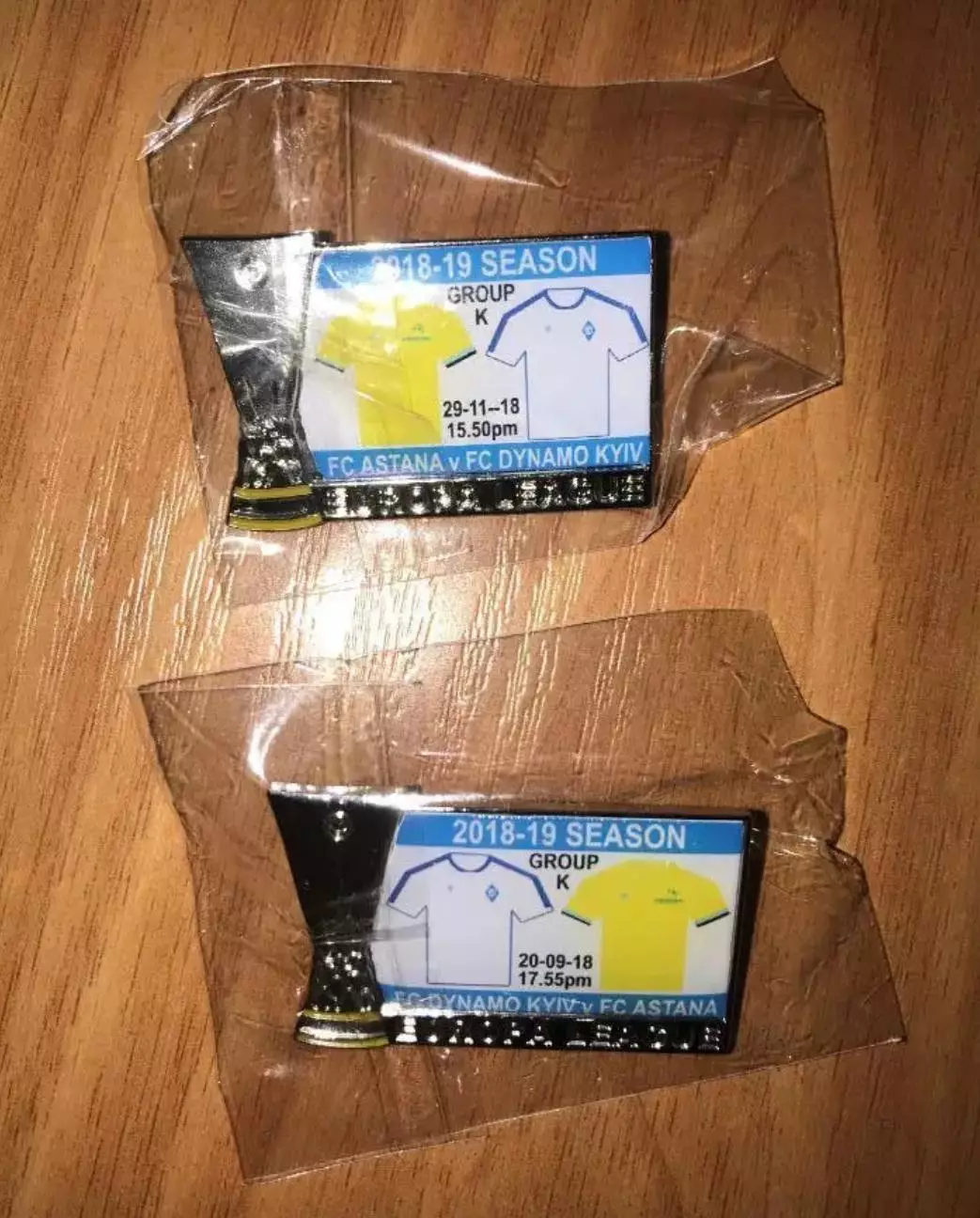 Знак (2шт) Динамо Киев - Астана + Астана - Динамо 2018-2019 Лига Европы