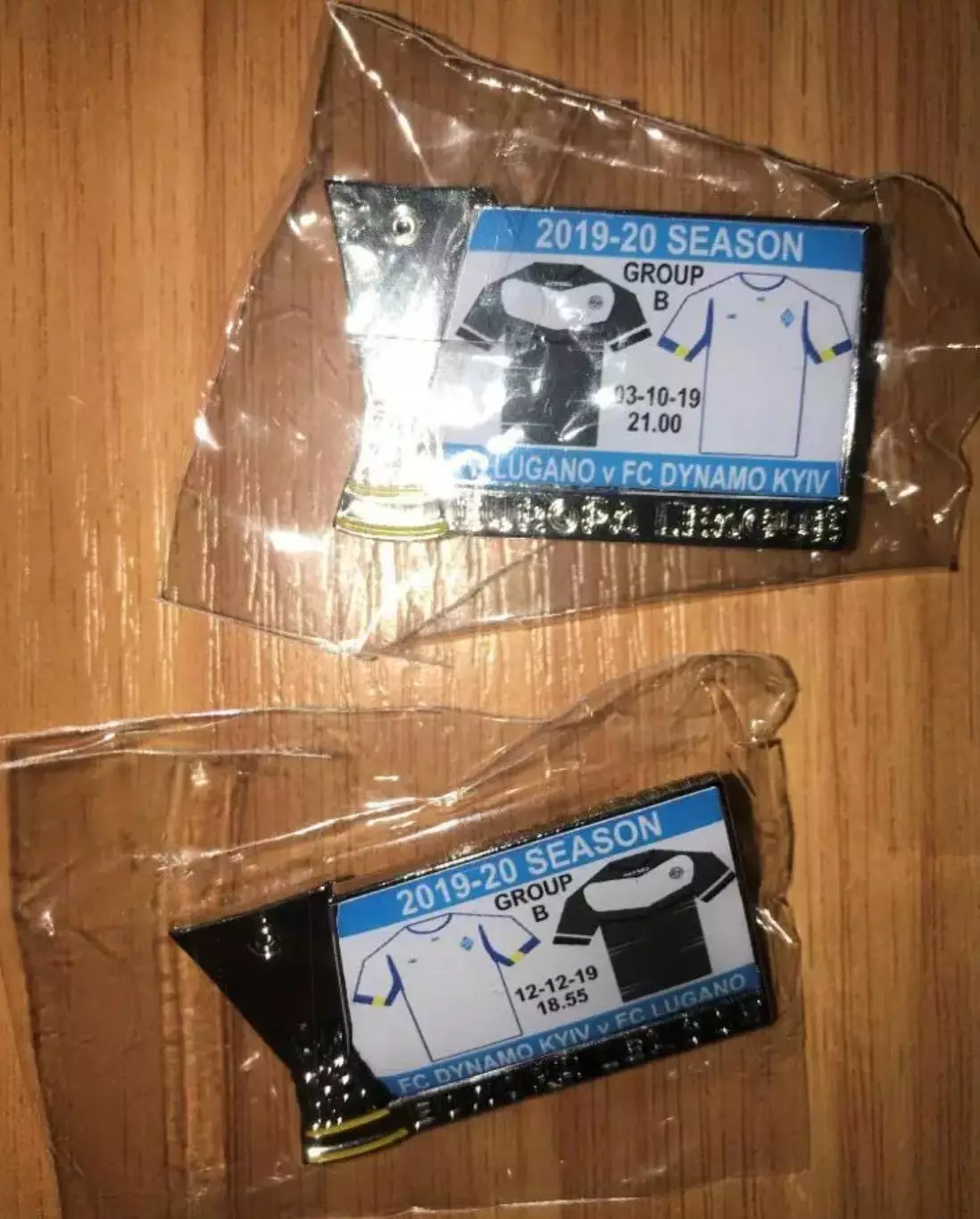 Знак (2шт) Динамо Киев - Лугано + Лугано - Динамо 2019-2020 Лига Европы