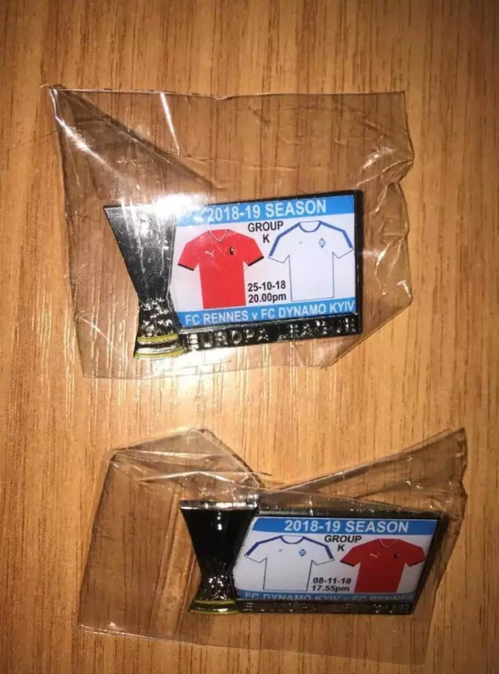 Знак (2шт) Динамо Киев - Ренн + Ренн - Динамо 2018-2019 Лига Европы