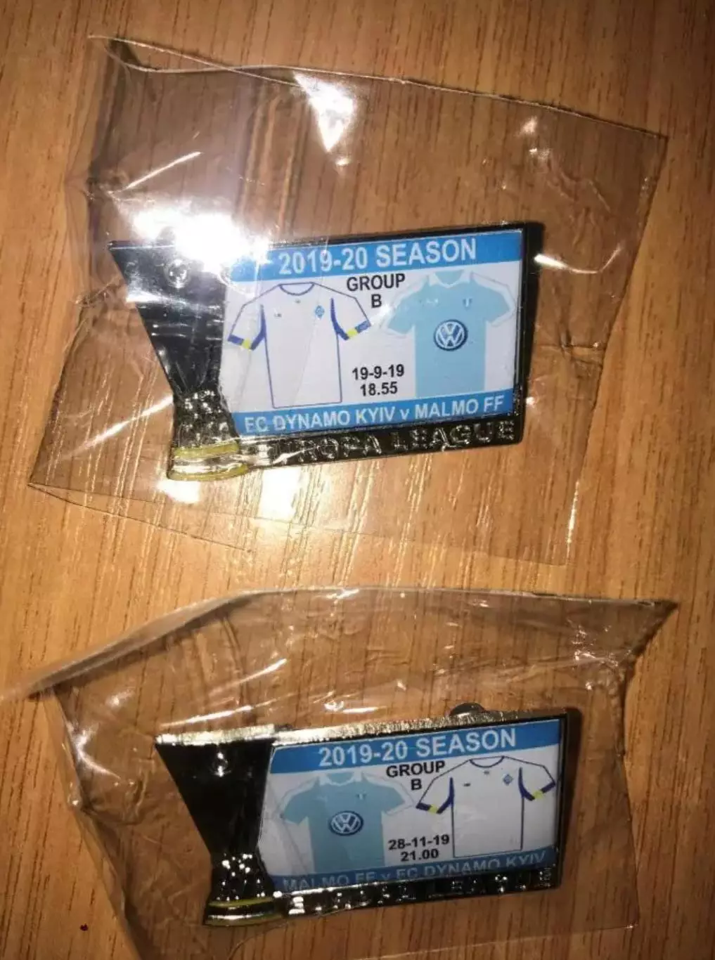 Знак (2шт) Динамо Киев - Мальмо + Мальмо - Динамо 2019-2020 Лига Европы