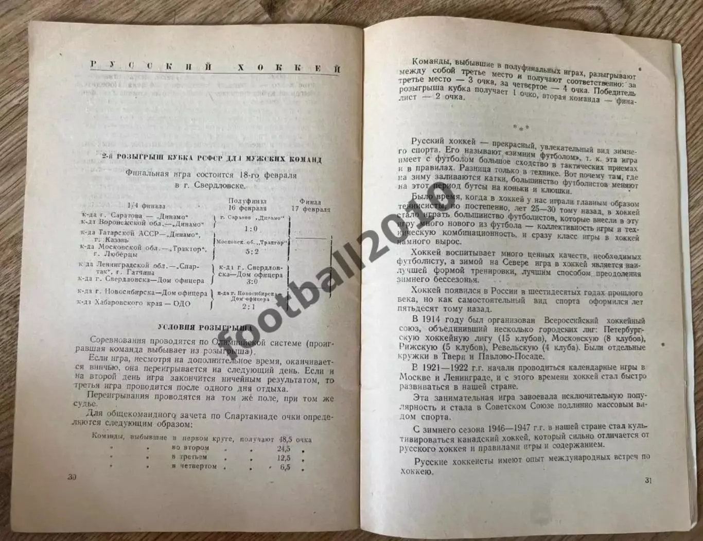 Спартакиада РСФСР 1948 Хоккей с мячом Саратов, Люберцы, Свердловск, Новосибирск 1