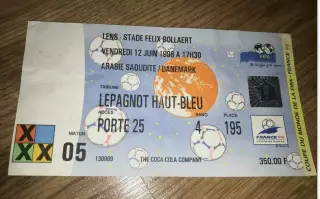 Билет Саудовская Аравия - Дания 1998 Чемпионат Мира #5