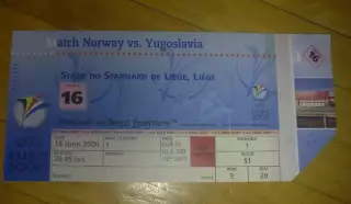 Билет Норвегия - Югославия 2000 ЕВРО #16