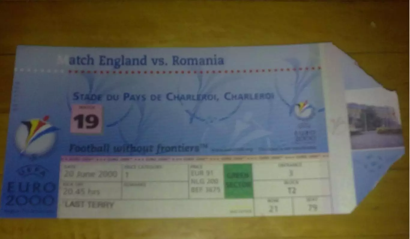 Билет Англия - Румыния 2000 ЕВРО #19