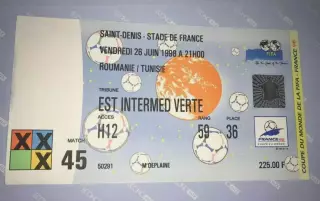 Билет Румыния - Тунис 1998 Чемпионат Мира #45