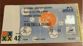 Билет Нидерланды - Мексика 1998 Чемпионат Мира #42