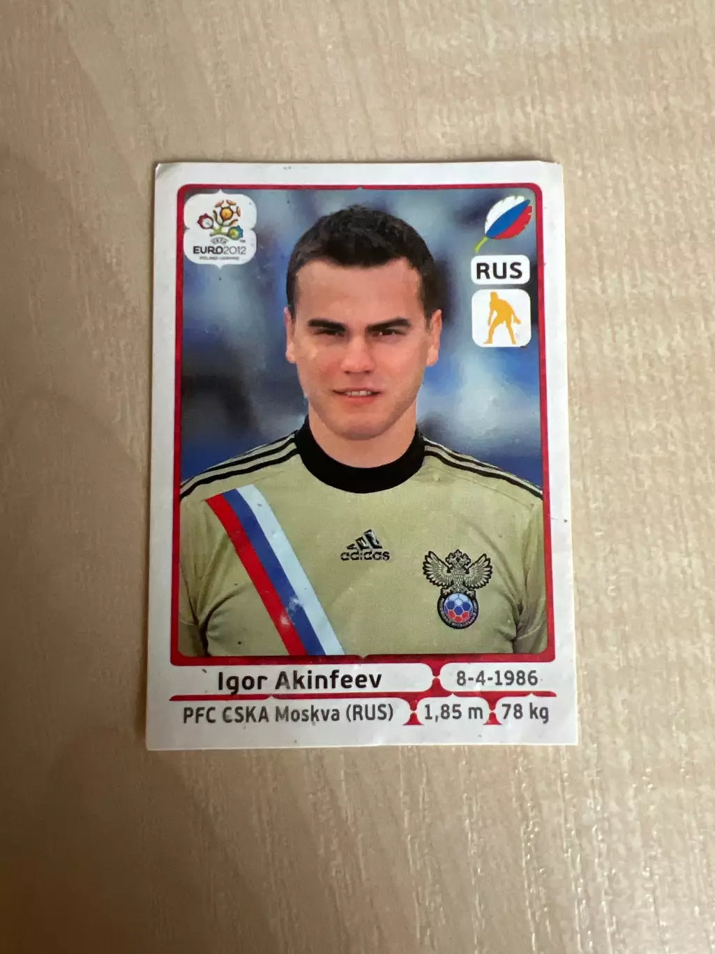 Наклейка Панини (PANINI) Чемпионат Европы 2012 - номер 113 Акинфеев