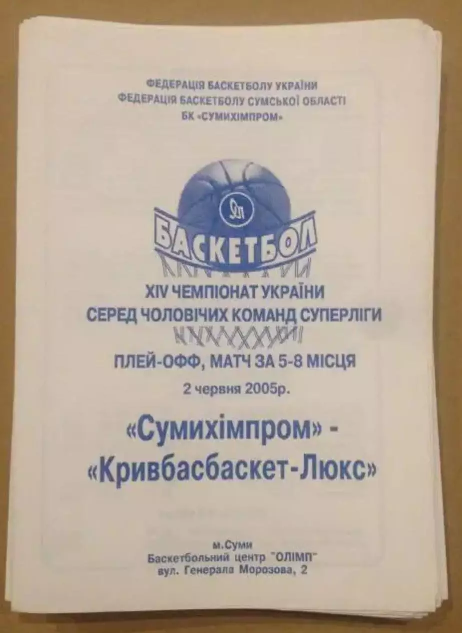 Баскетбол. Сумыхимпром Сумы - Кривбасбаскет Кривой Рог 2004-2005