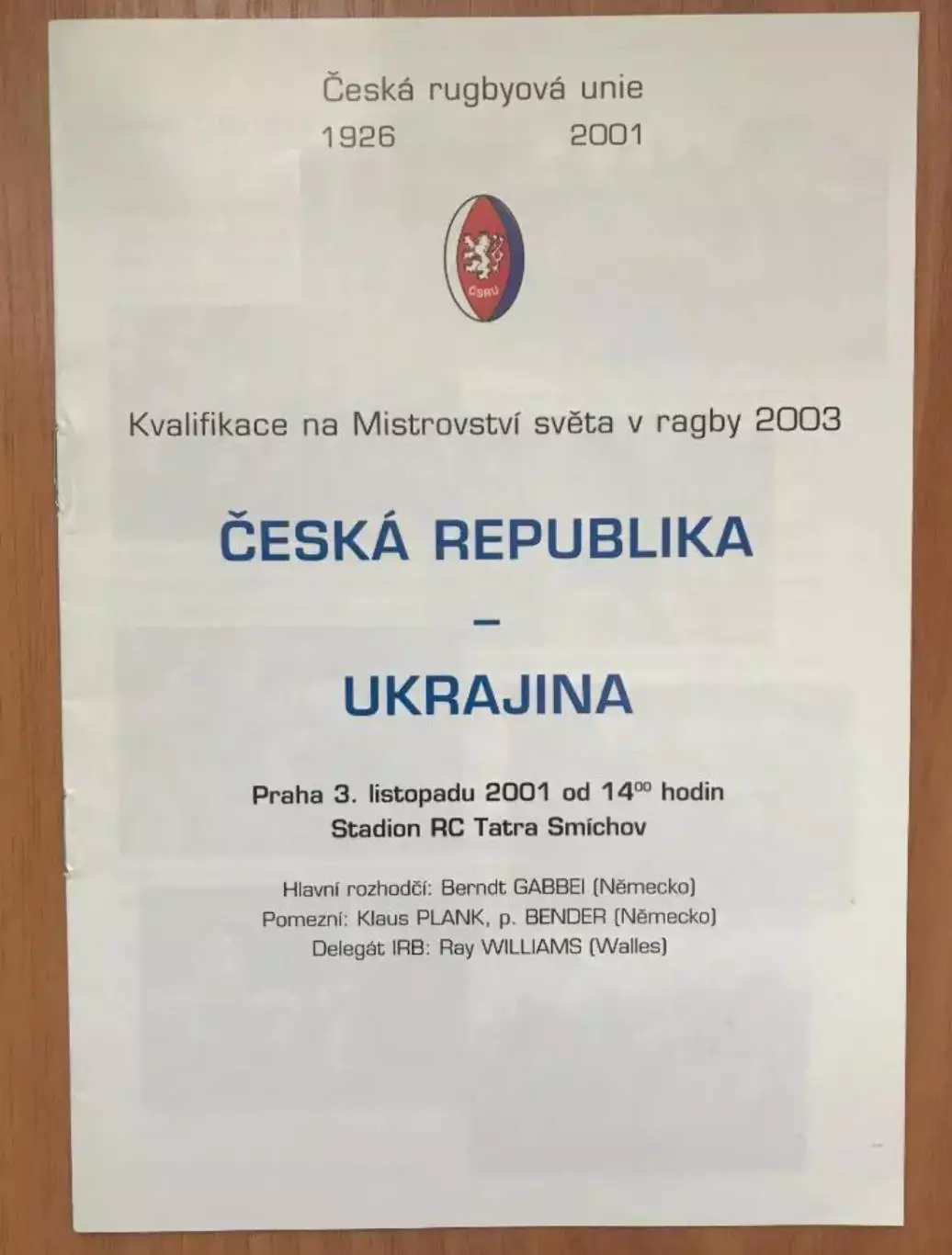 Регби. программа Чехия - Украина 2001