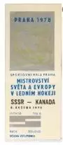 Хоккей. Билет Канада - СССР 1978 Чемпионат Мира ЧССР