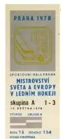 Хоккей. Билет Швеция - СССР 1978 Чемпионат Мира ЧССР (12 мая)