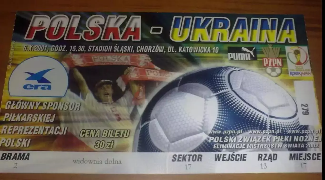 Футбол. Билет + конверт Польша - Украина 2001 1