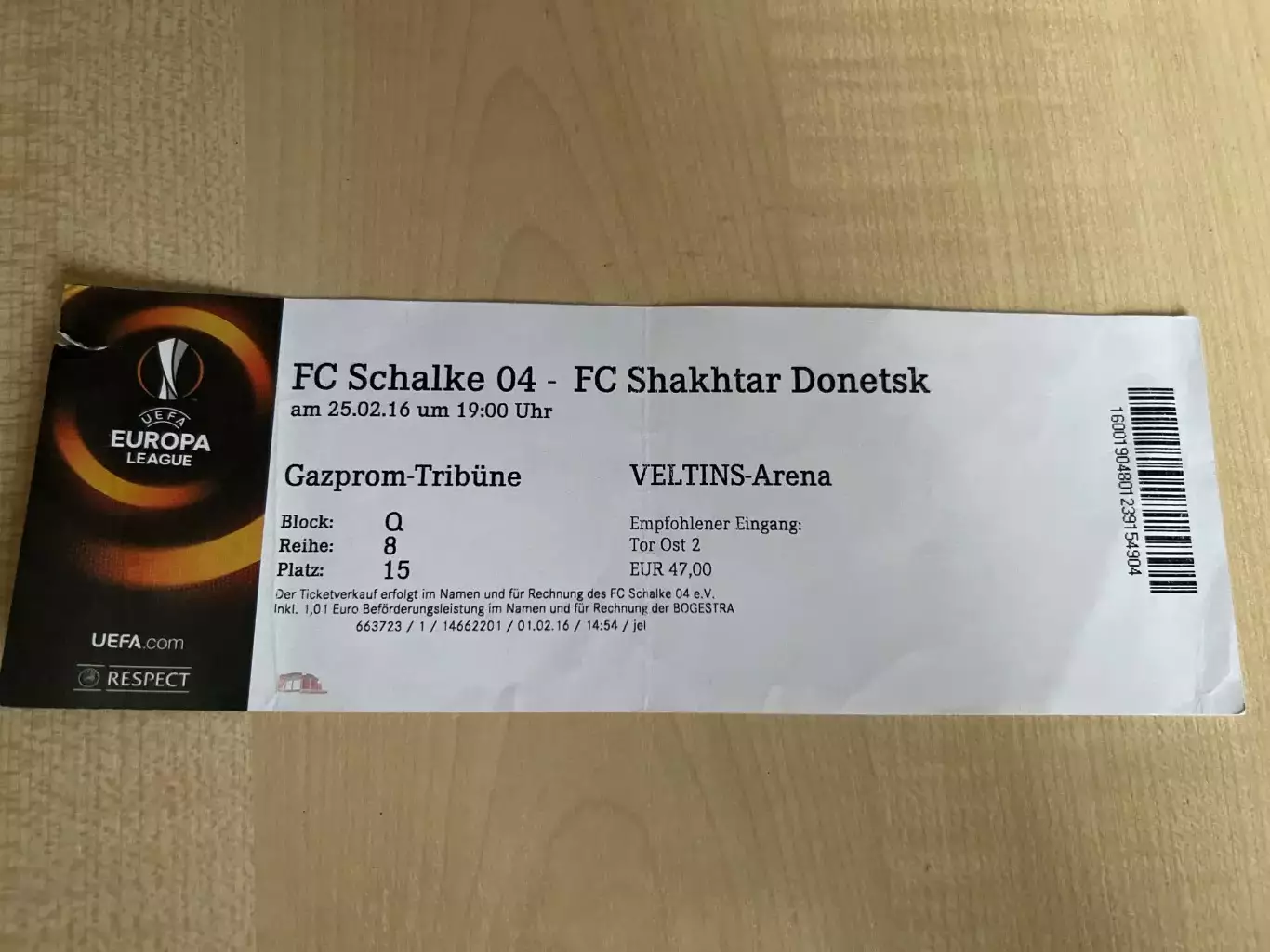 Билет Шальке Германия - Шахтер Донецк 2015-2016