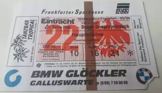 Билет Футбол Айнтрахт Франкфурт - Днепр Днепропетровск Украина 1993-1994