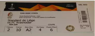 Билет Футбол Стандард Бельгия - Краснодар Россия 2018-2019