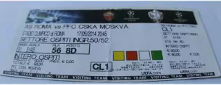 Билет Футбол Рома Италия - ЦСКА Москва Россия 2014-2015