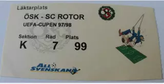 Билет Футбол ЭРЕБРУ Швеция – РОТОР Волгоград Россия 1997-1998