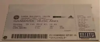 Билет Футбол Дания - Россия 2012