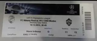 Билет Виктория Чехия - ЦСКА Москва Россия 2013-2014 Лига Чемпионов