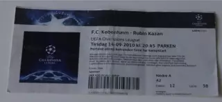 Билет Футбол Копенгаген Дания - Рубин Казань Россия 2010-2011