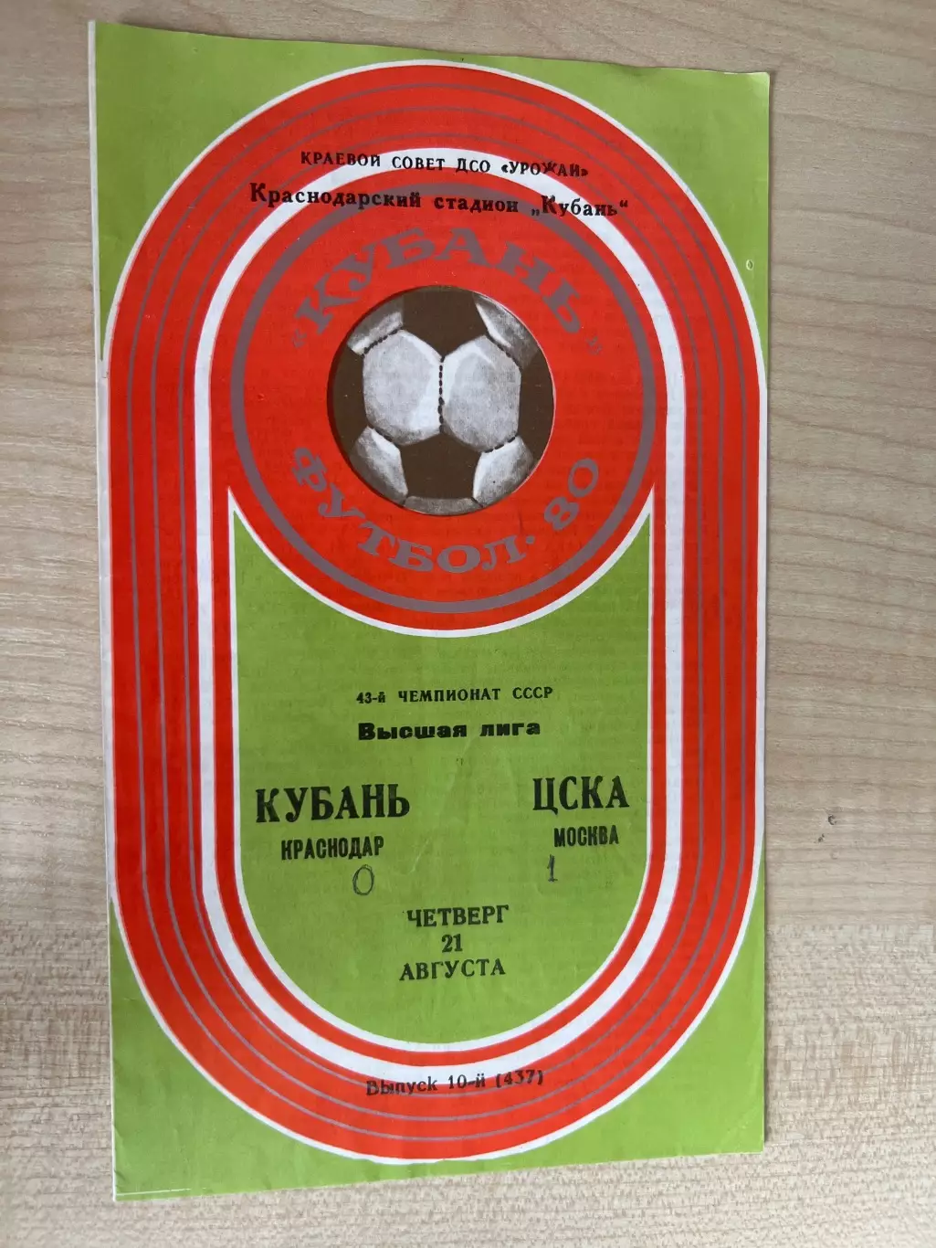 Кубань Краснодар - ЦСКА Москва 1980