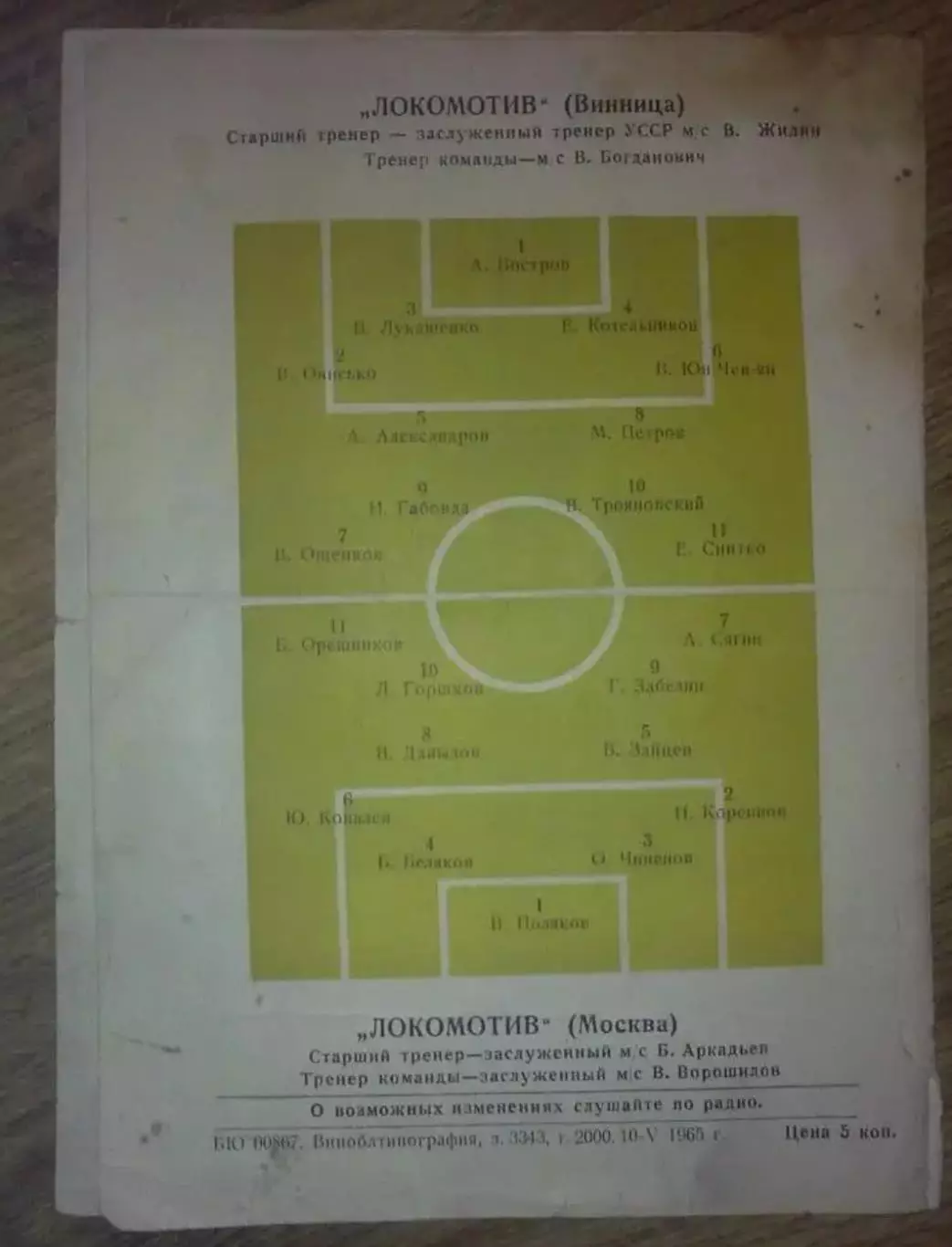 Локомотив Винница - Локомотив Москва 1965 кубок 2