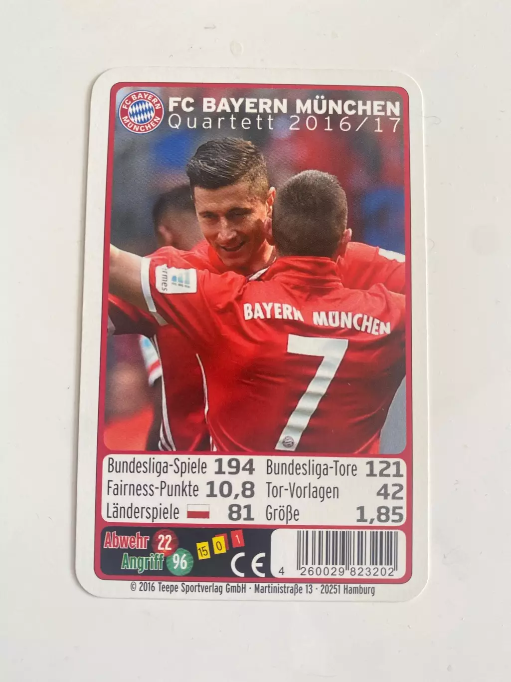 Футбол. Карточка Бавария Мюнхен 2016-2017