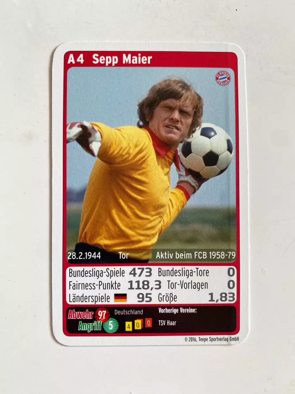 Футбол. Карточка Бавария Мюнхен 2016-2017 - Maier