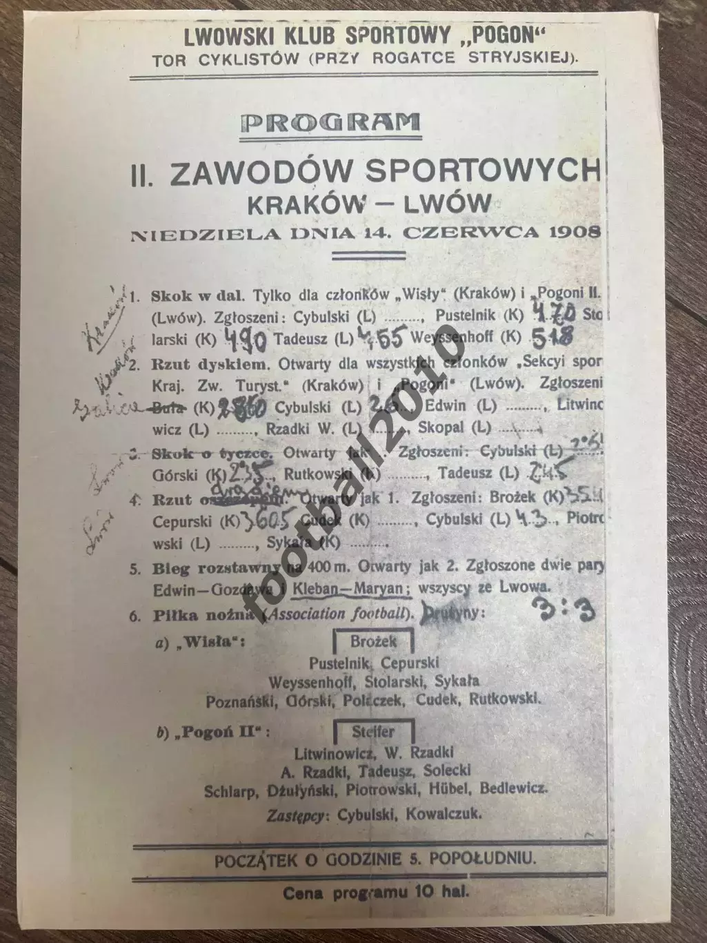 Футбол Погонь-2 Львов - Висла Краков 1908 Польша