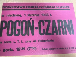 Афиша (копия) хоккей Польша 1933 Погонь Лодзь - Чарни Львов