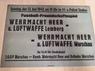 Афиша (копия) футбол Польша 1943 команда Львов. оккупация, на немецком