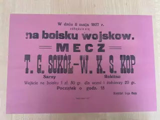 Афиша (копия) футбол Польша 1927 Сокол Сарны - ВКС Рокитно Ровненская обл