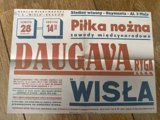 Афиша (копия) футбол 1961 Висла Краков Польша - Даугава Рига Латвия