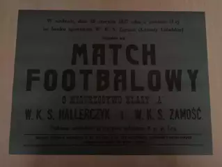 Афиша (копия) футбол Польша 1927 ВКС Замосць - Халлерчик Ровно