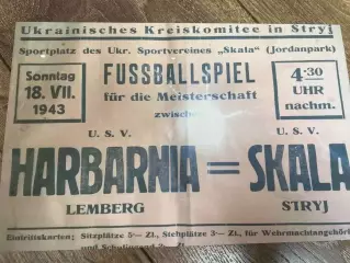Афиша (копия) футбол оккупация 1943 Скала Стрый - Гарбарния Львов