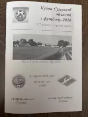 Велетень Глухов - Спартак Сумы 2016 кубок Сумская обл