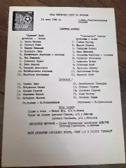 пресс-лист Динамо Киев - Черноморец Одесса 1986
