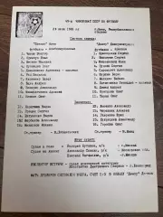 пресс-лист Динамо Киев - Днепр Днепропетровск 1986