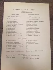 пресс-лист Динамо Киев - Жальгирис Вильнюс 1987 дубль