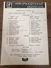 пресс-лист Динамо Киев - Кайрат Алта-Ата 1980