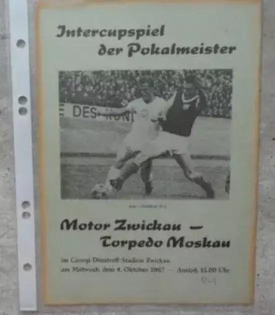 Программа Мотор Цвиккау ГДР Германия - Торпедо Москва СССР Россия 1967