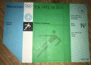 Билет Дания - СССР 1972 Олимпийские Игры Мюнхен