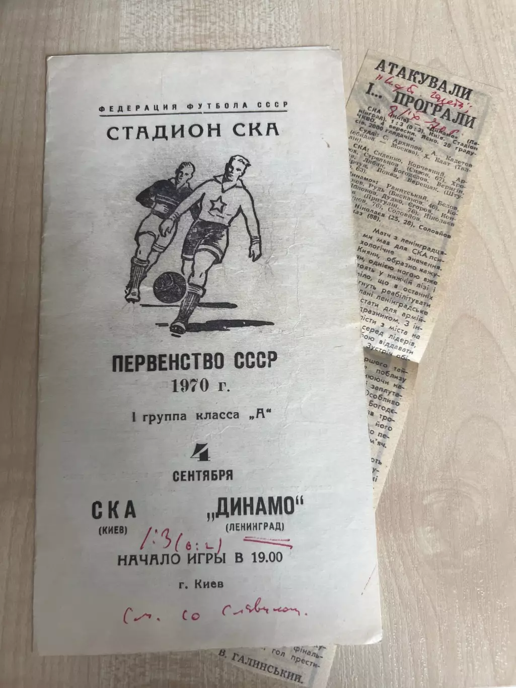 СКА Киев - Динамо Ленинград 1970 + отчет