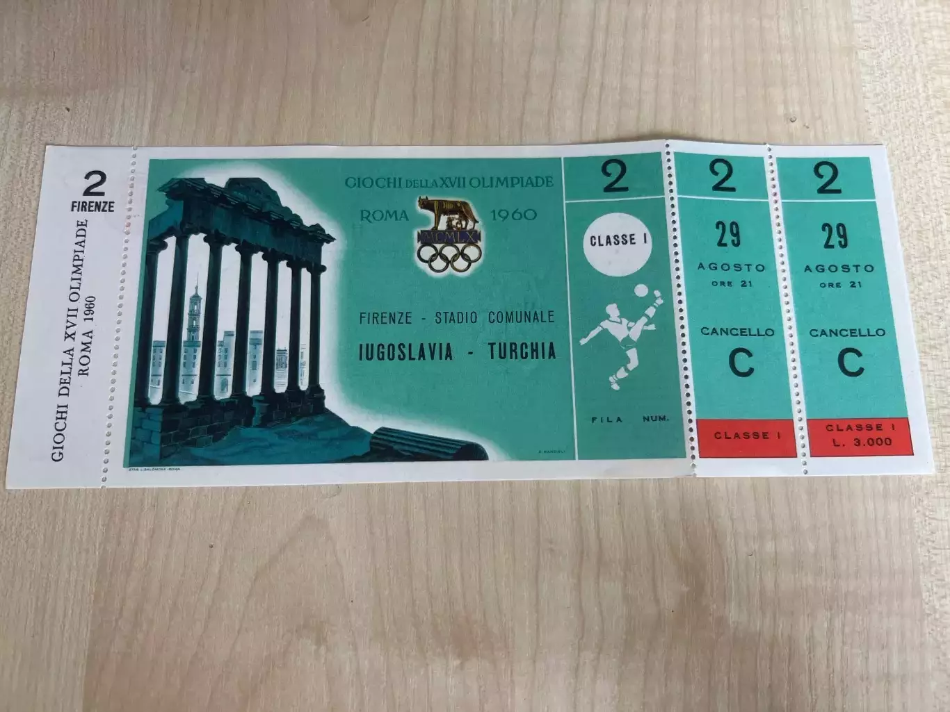 Билет Югославия - Турция 1960 Олимпиада